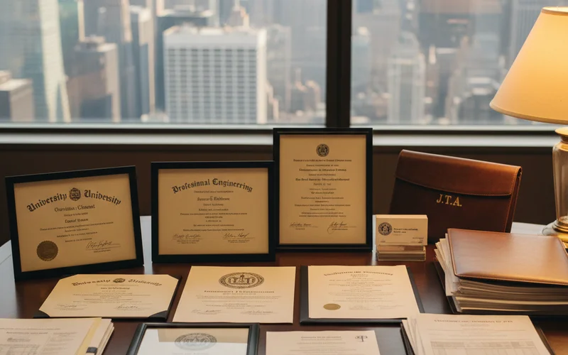 Professional credentials and license documents for TN visa New York application