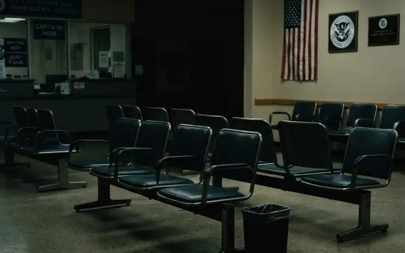 What Is Adjustment of Status and Who Qualifies in New York 2 Interior of a USCIS waiting room in New York where adjustment of status interviews are conducted